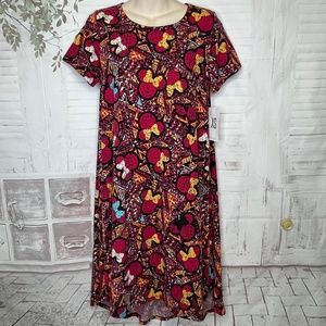 LuLaRoe Disney Womens Carly Red Minnie Mouse Casual SS A Line Dress  XS X Small